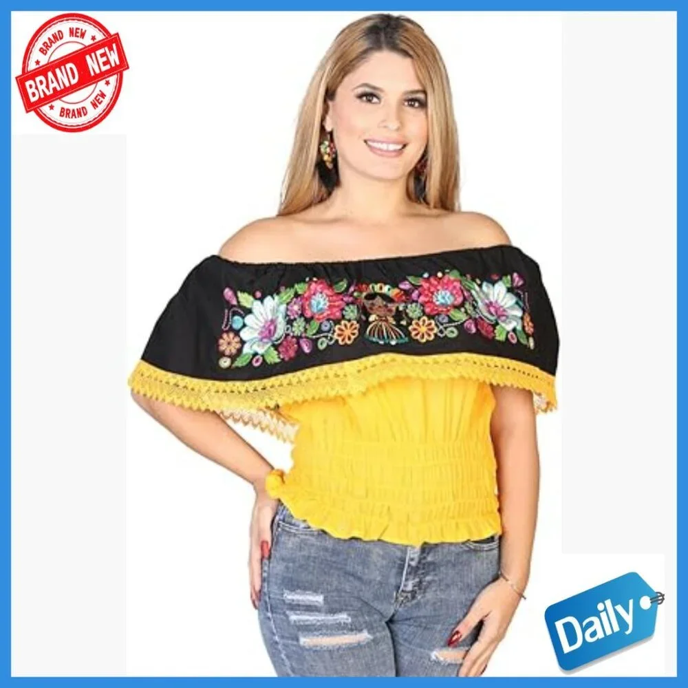 Artisanal Embroidered Blouse 100% Cotton Classic Fit Long Sleeve
